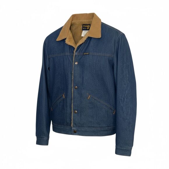 Vintage Wrangler Made in USA Sherpa Denim Jean Jacket Men’s Size M - Picture 1 of 10